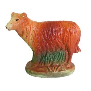AS IS Vintage Nativity Dog Hand-Painted Chalkware Figurine